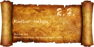 Radler Helga névjegykártya